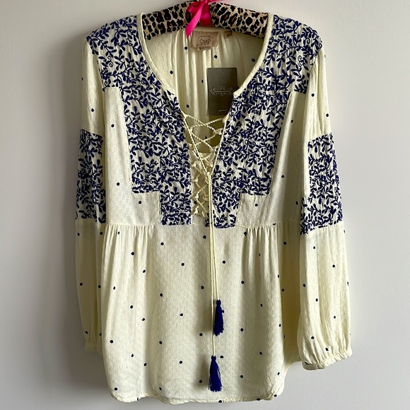 Anthropologie Libra Peasant Top by Vanessa Virginia NWT boho blouse - Picture 2 of 5